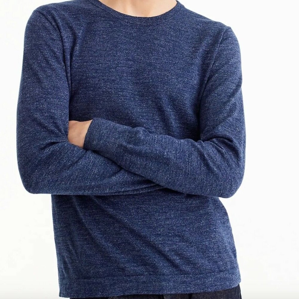 J.Crew Men's Hthr Midnight Cotton crewneck Sweater